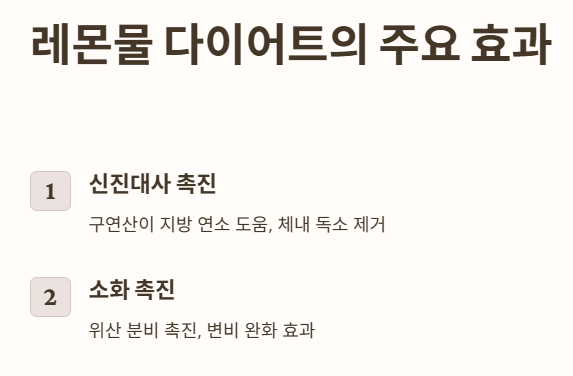 레몬물 다이어트의 주요 효과