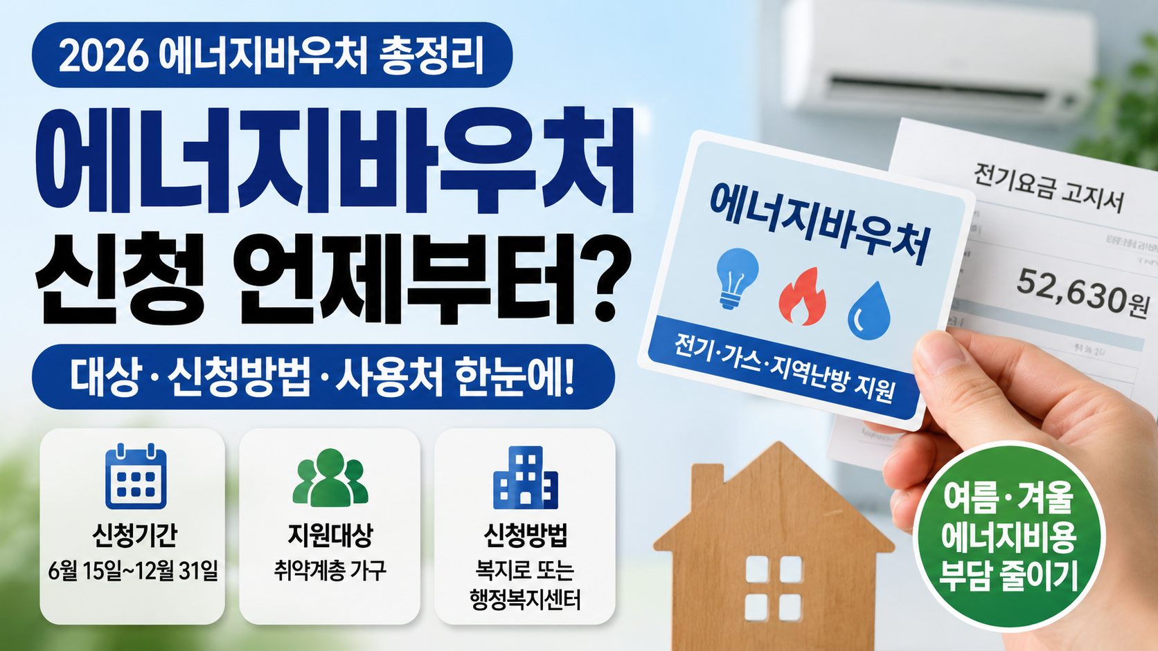 2026 에너지바우처 신청방법 총정리|신청기간·대상·복지로 신청방법 한눈에 보기