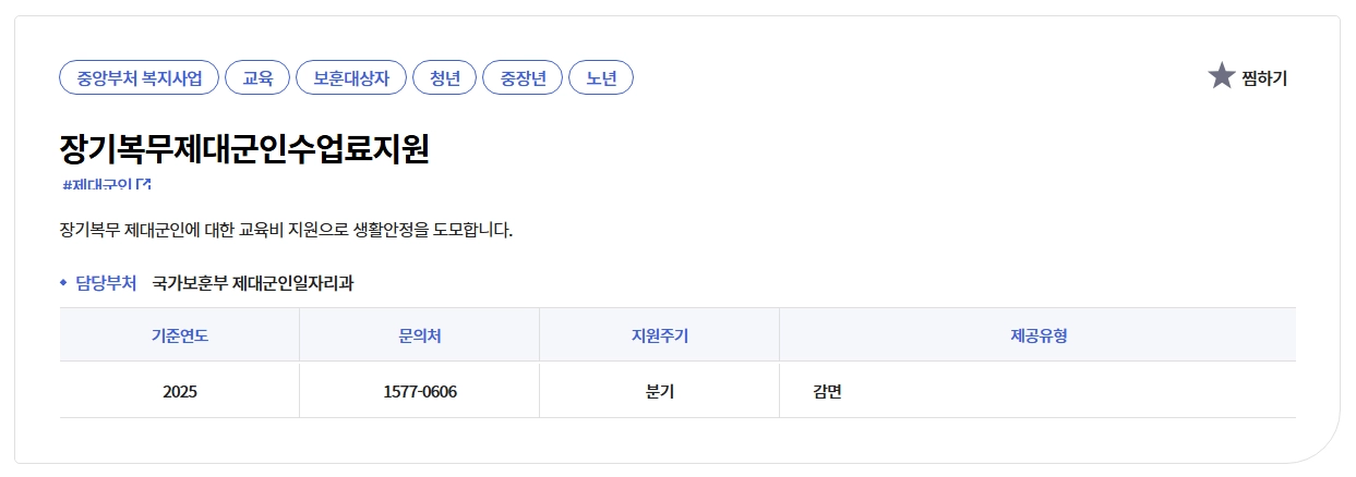 장기복무제대군인수업료지원