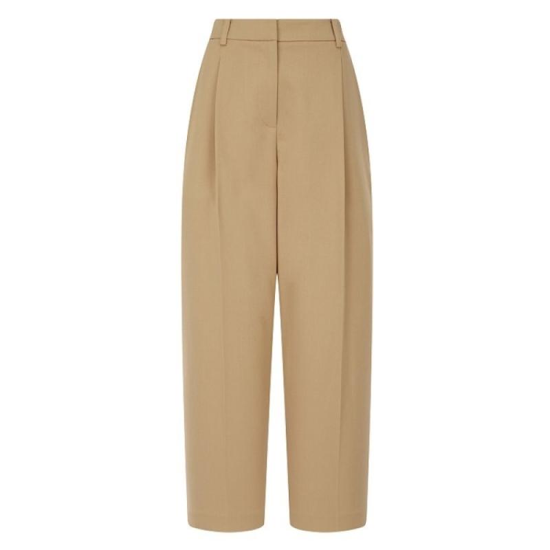 스튜디오톰보이 원턱 세미배기 크롭팬츠 카멜 9103331556