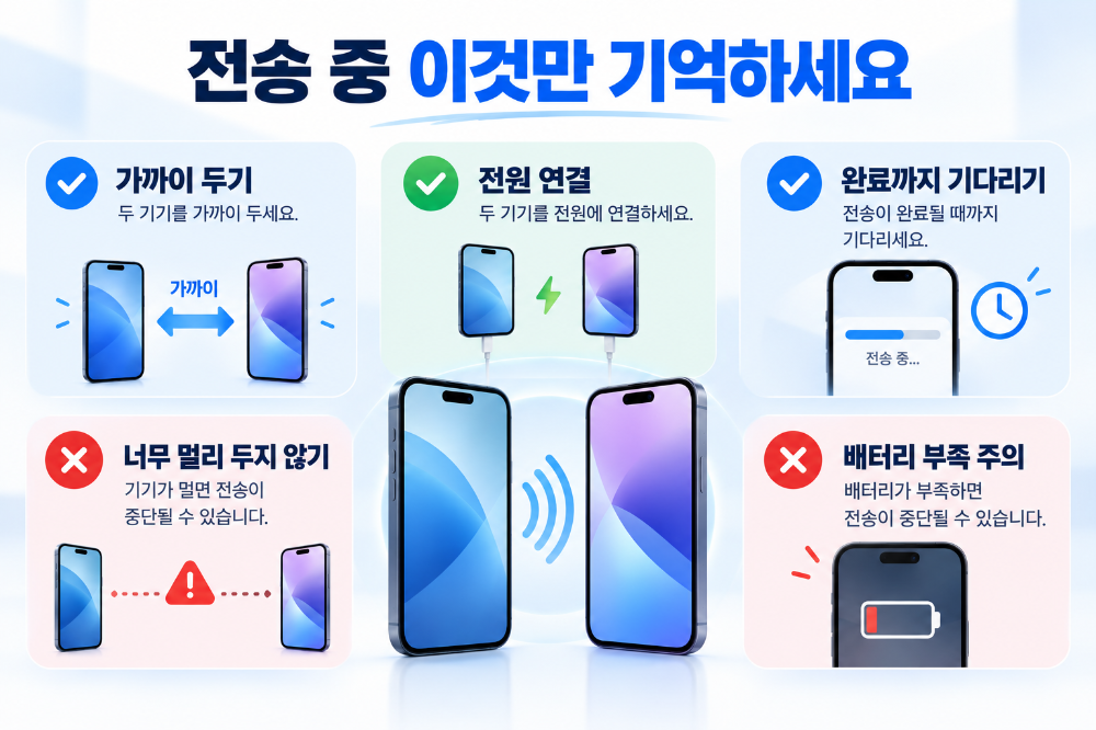 아이폰 마이그레이션 전송 중 주의사항