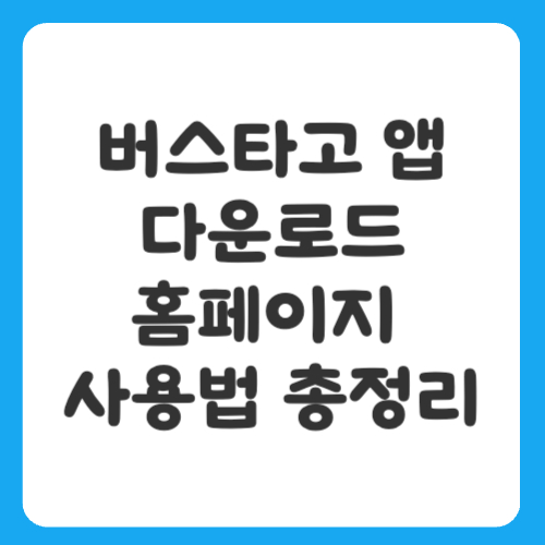버스타고 앱 다운로드 및 홈페이지 사용법 총정리