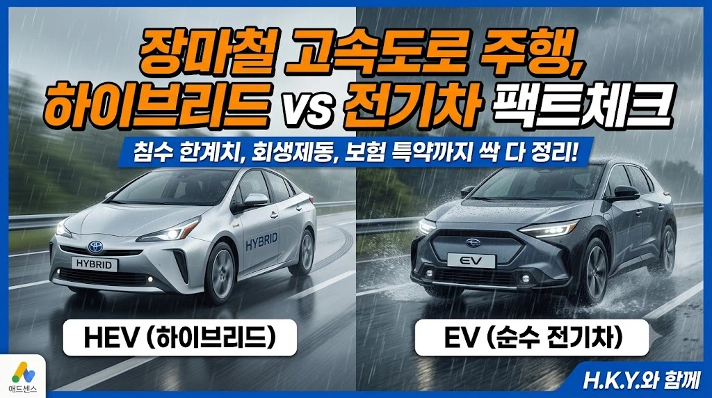 장마철 전기차와 하이브리드 자동차 침수 기준 및 자동차보험 보상 팩트체크 안내 썸네일