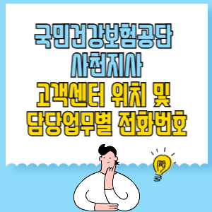 국민건강보험공단 사천지사 고객센터 위치 및 담당업무별 전화번호