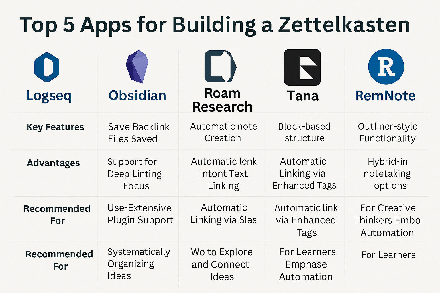 Zettelkasten 구축에 가장 적합한 앱 Top 5