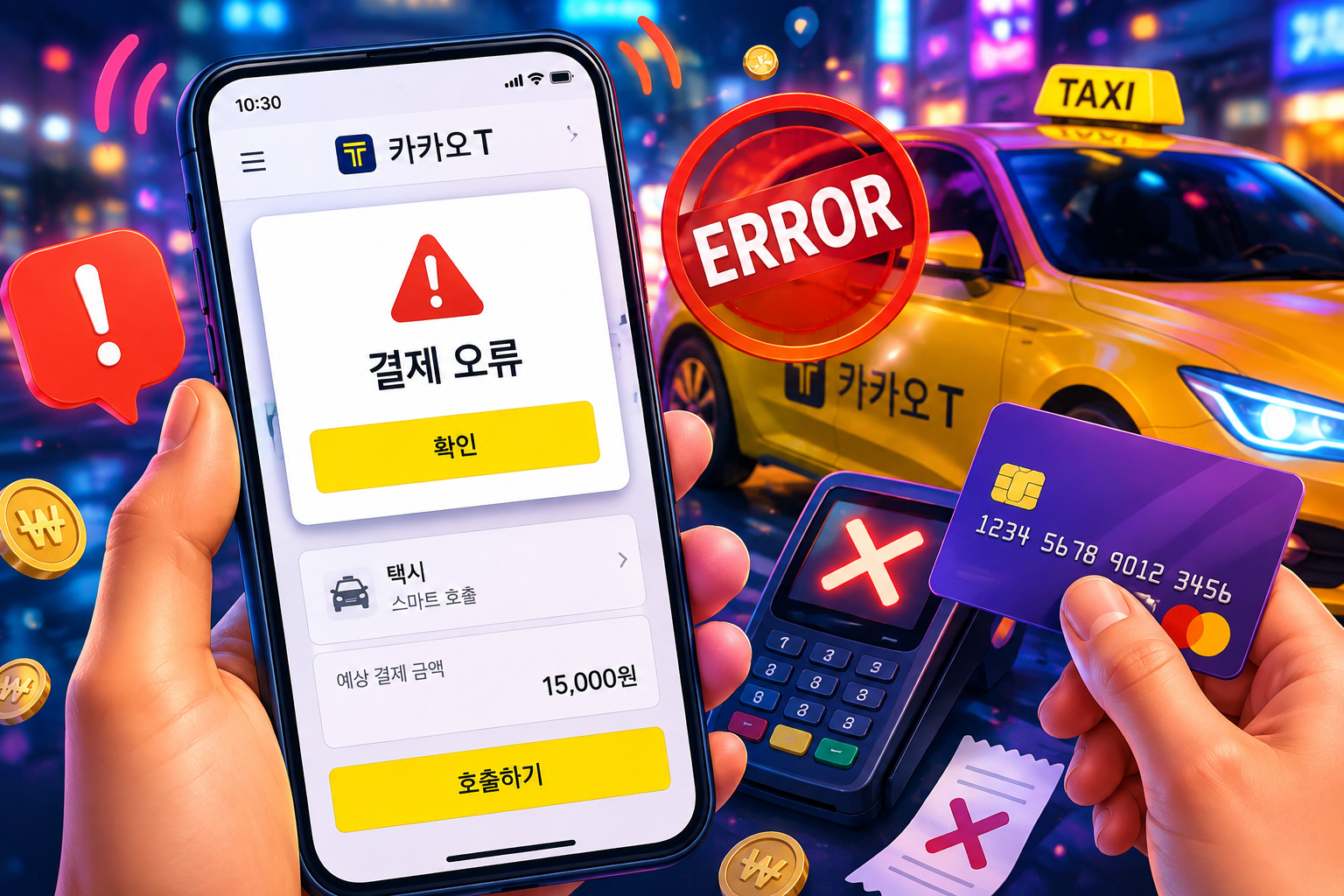 카카오T 택시 결제 오류 해결방법 총정리 카드 승인 실패 요금 미반영 자동결제 안됨 원인