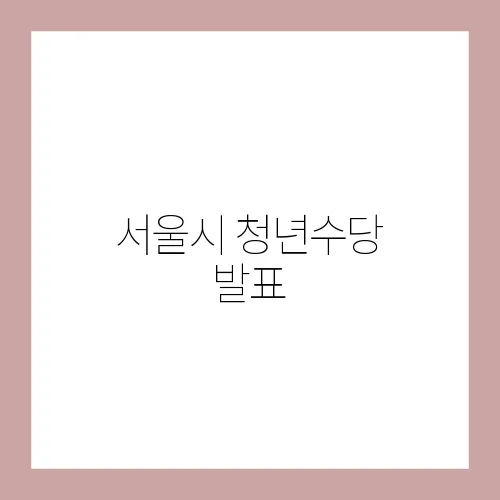 서울시 청년수당 발표