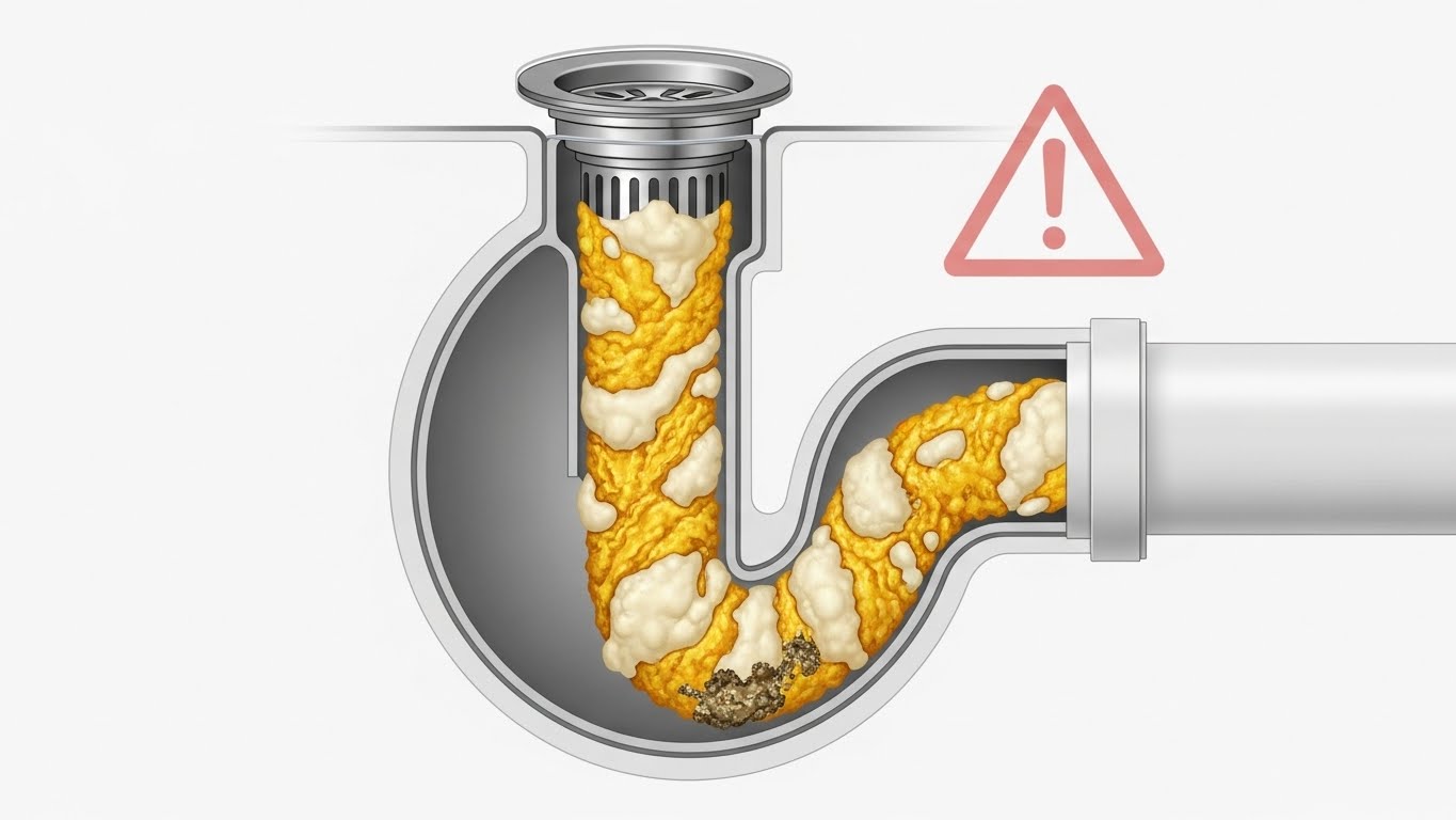 꽉 막힌 배수구 단면도