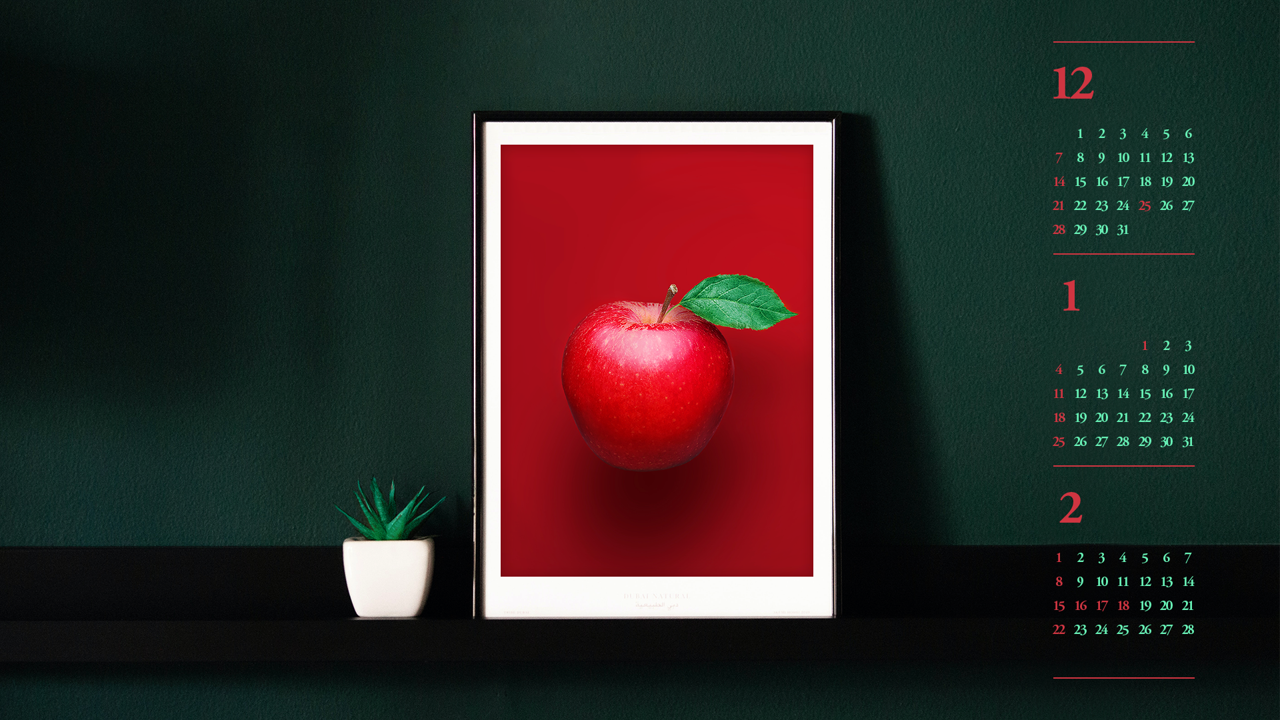 15 사과그림액자 B - 2026년1월 달력배경화면