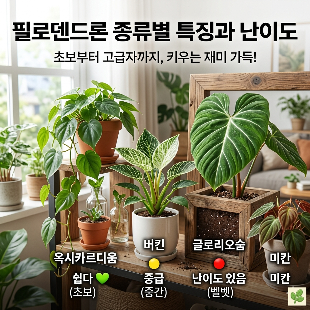 필로덴드론 종류별 특징과 키우기 난이도