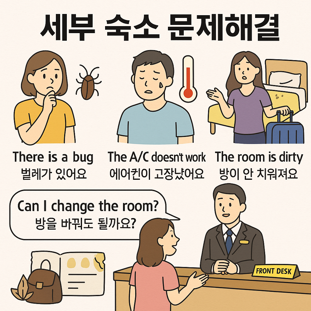 세부 막탄 리조트 문제 해결 에어컨 고장 벌레
