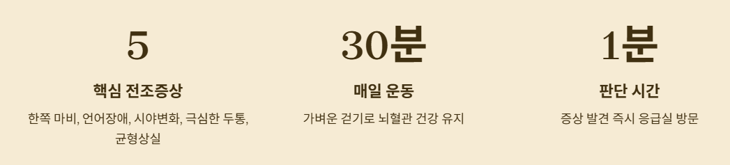 뇌졸중 핵심 전조증상 5가지 및 걷기 운동 습관