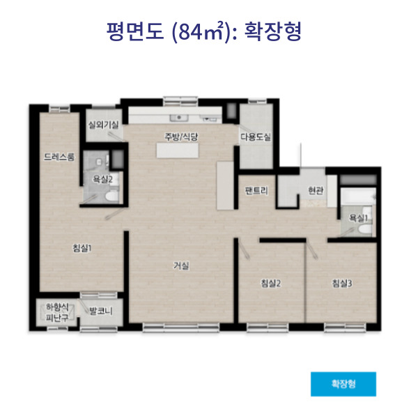 안성 아양지구 영무예다음 평면도 84타입 확장형