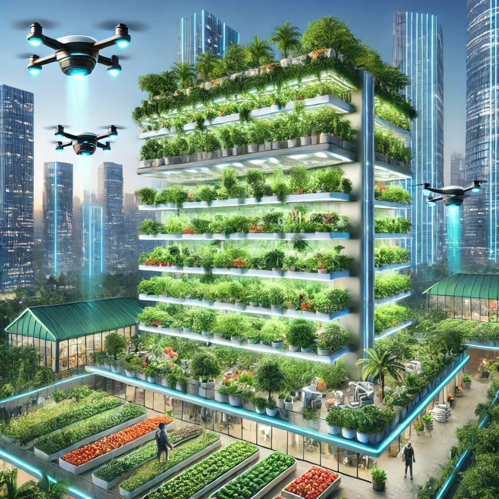 미래의 도시 농장: 자율 드론과 로봇 기술의 융합 (Future City Farms Drones Robots)