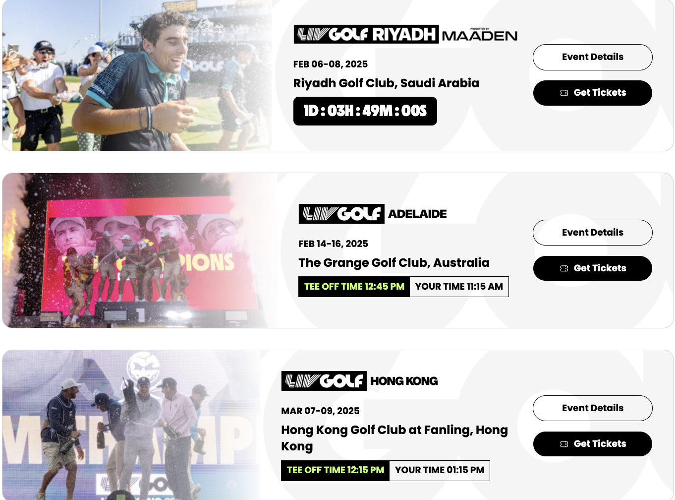 2025시즌 LIV골프 경기일정