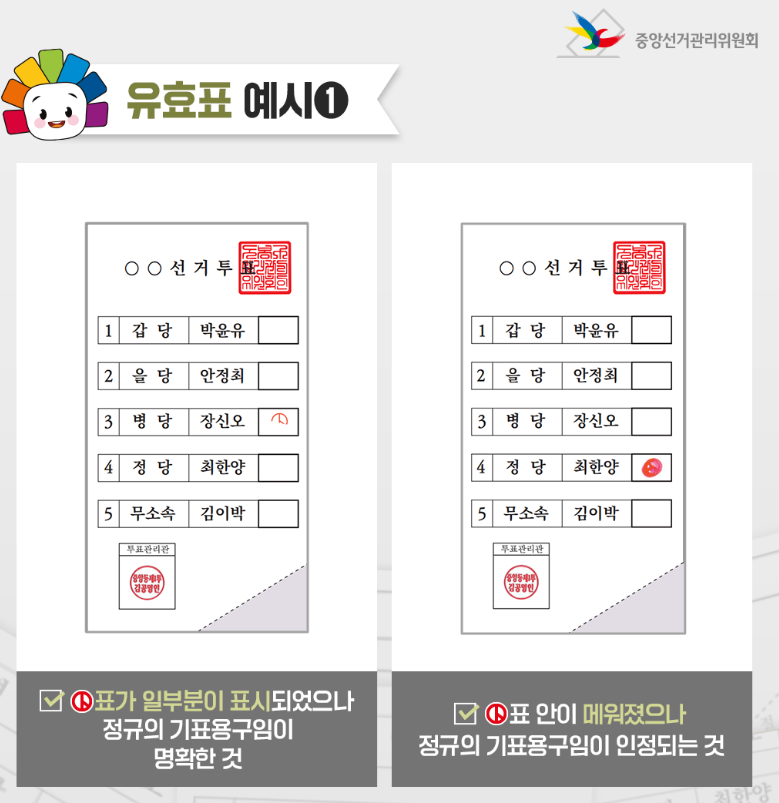 22대 국회의원 선거 유효표 예시