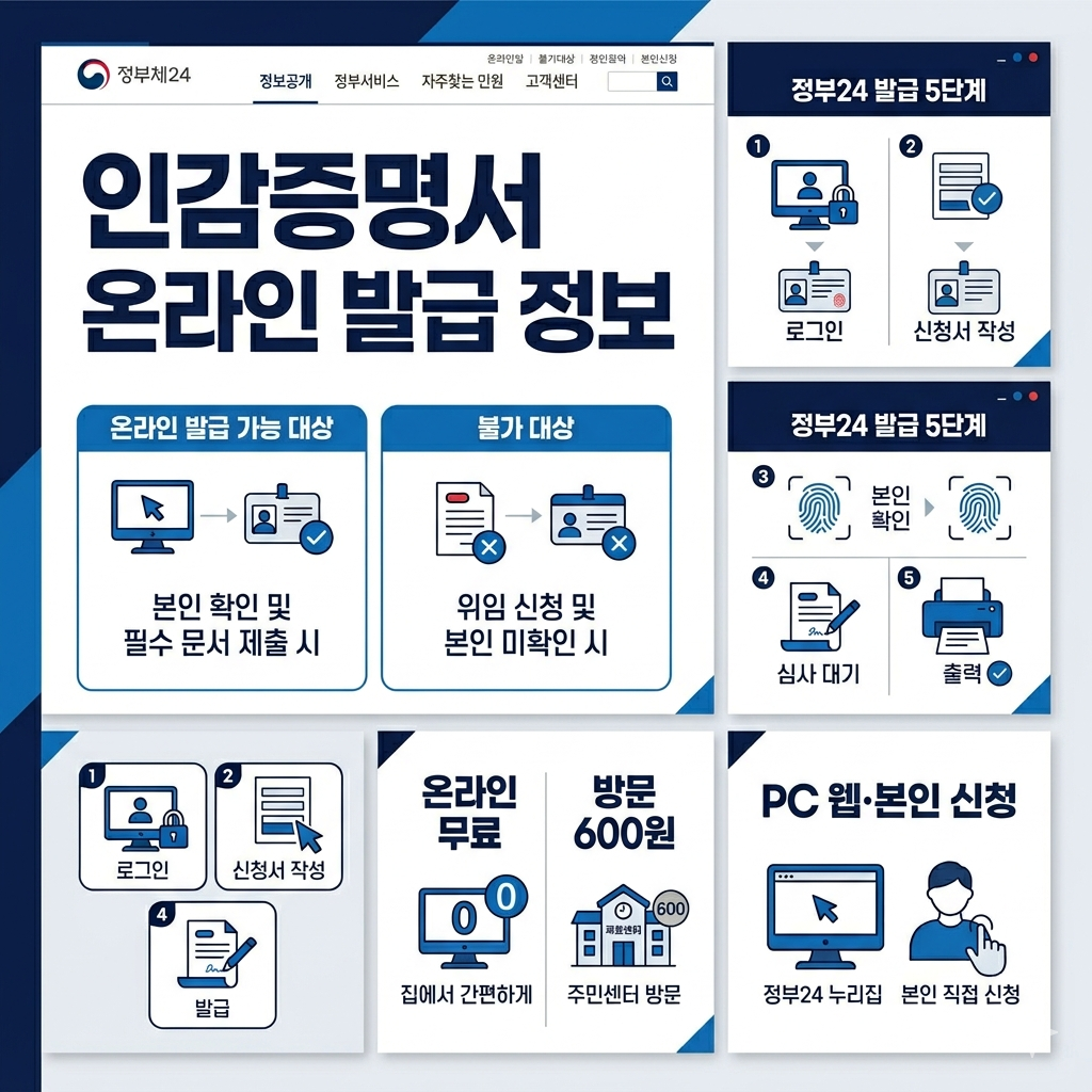 인감증명서 온라인 발급, 정부24 발급 대상&middot;방법&middot;주의사항 인포그래픽