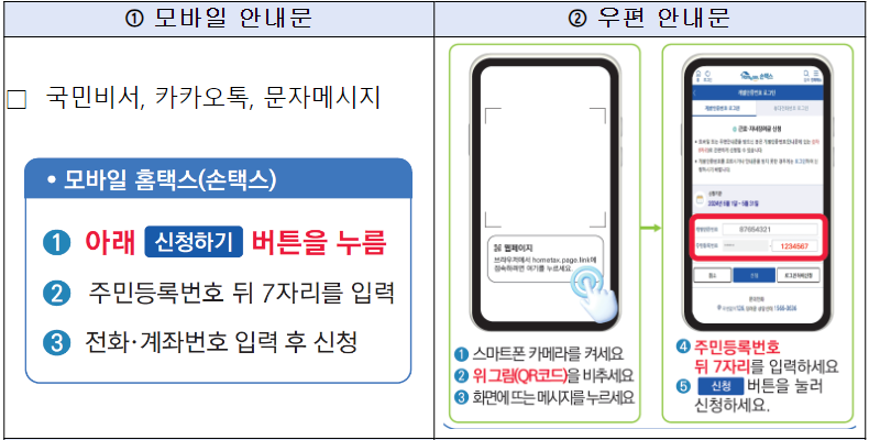 신청안내문 받은경우1