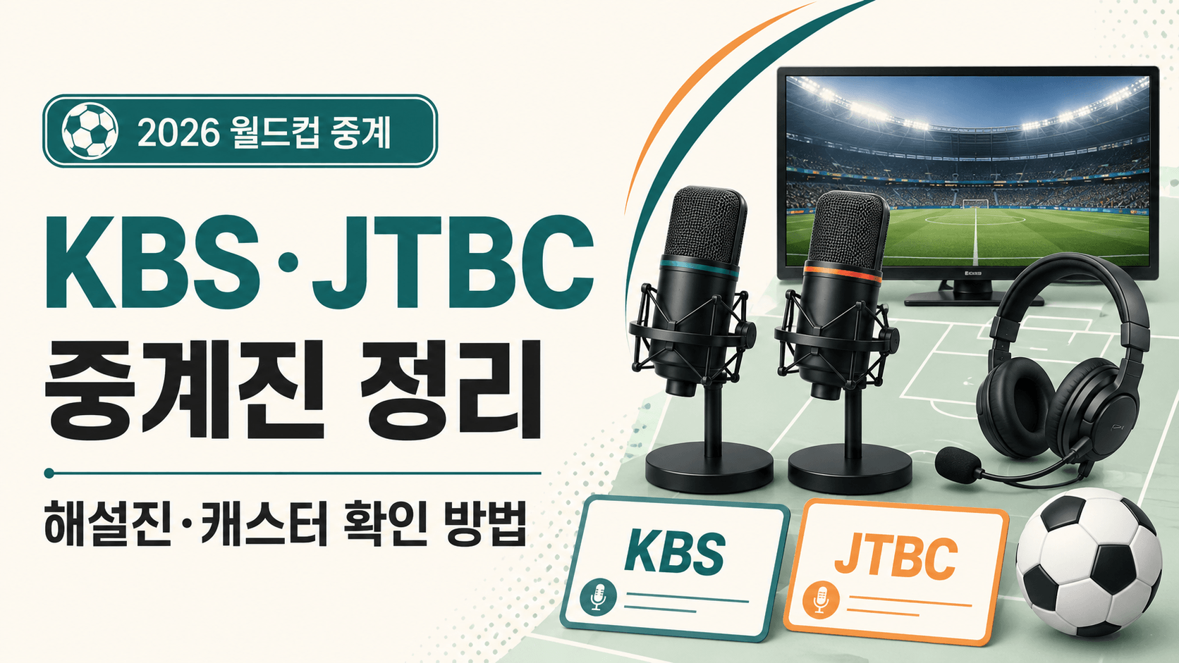 2026 월드컵 KBS JTBC 중계진 해설위원 캐스터 확인 방법