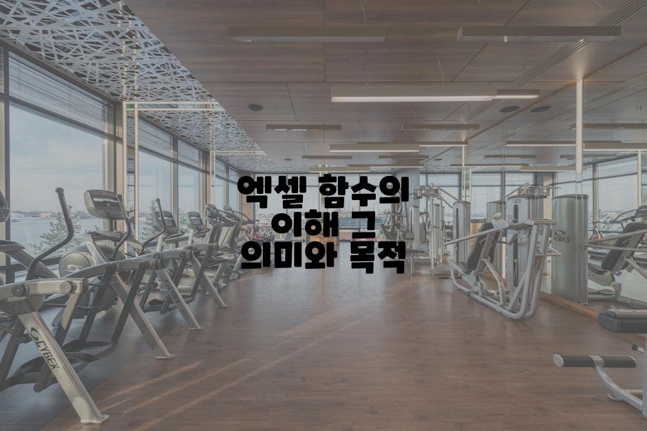엑셀 함수의 이해 그 의미와 목적