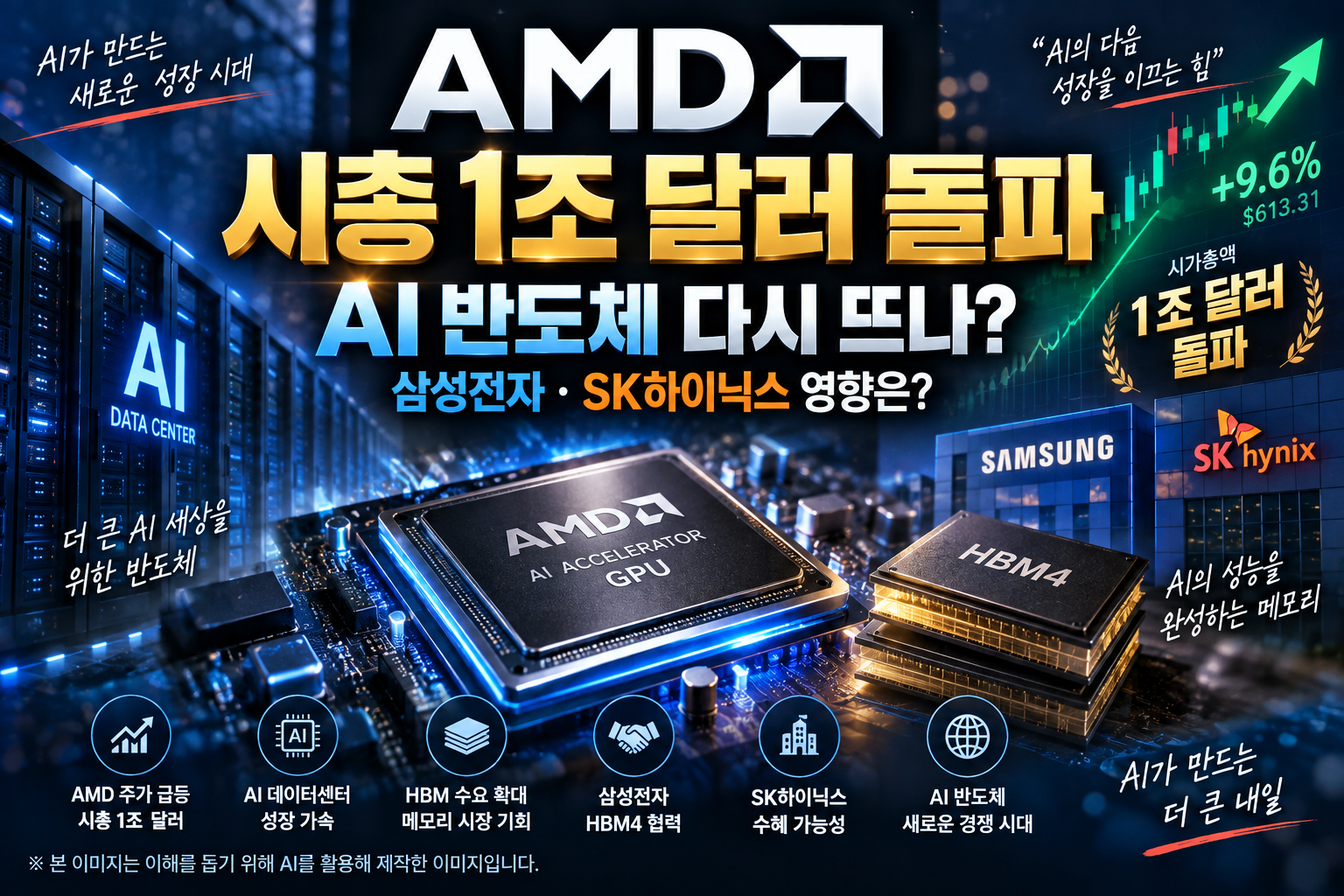 AMD 시가총액 1조 달러 돌파와 AI 반도체 HBM 수요 확대, 삼성전자·SK하이닉스 영향