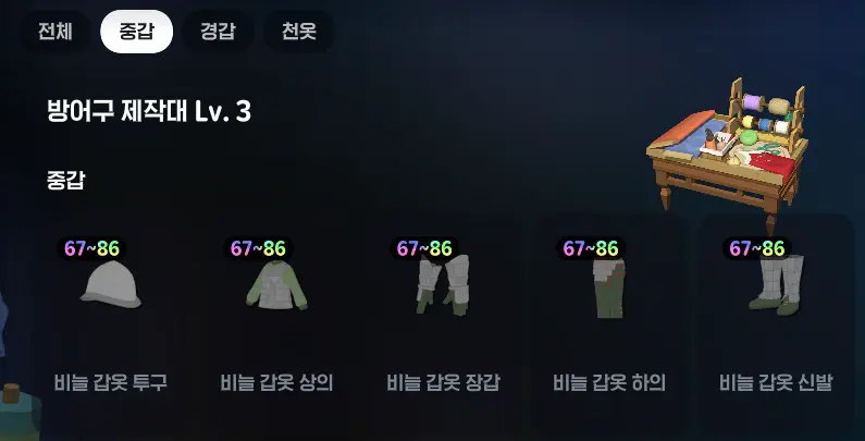 방어구-제작대-중갑