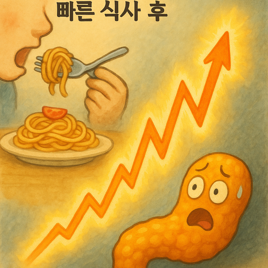 “빠른 식사가 혈당 스파이크를 일으키는 모습”