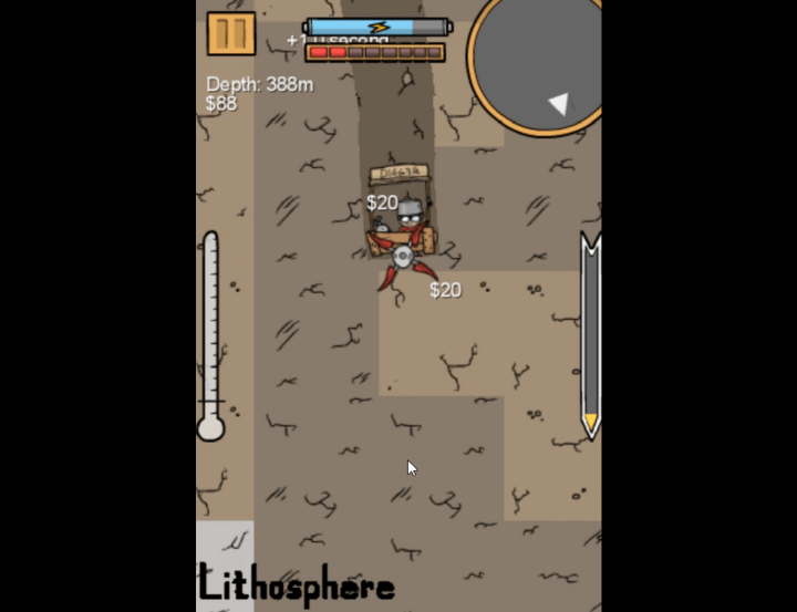 드릴로-땅을-파면서-아이템을-수집하는-화면