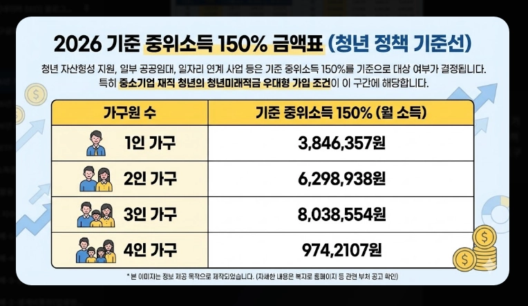 2026년 기준 중위소득 확인법 [복지 혜택] 100%~200% 구간별 정리 및 신청 가이드