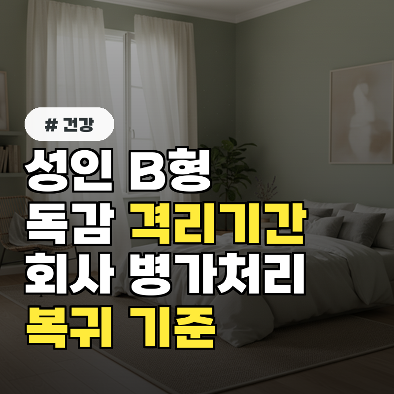 성인 B형 독감 격리기간, 회사 병가처리 및 복귀 기준