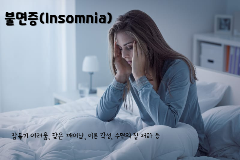 불면증(Insomnia)
불면증의 주요 증상 : 잠들기 어려움, 잦은 깨어남, 이른 각성, 수면의 질 저하 등