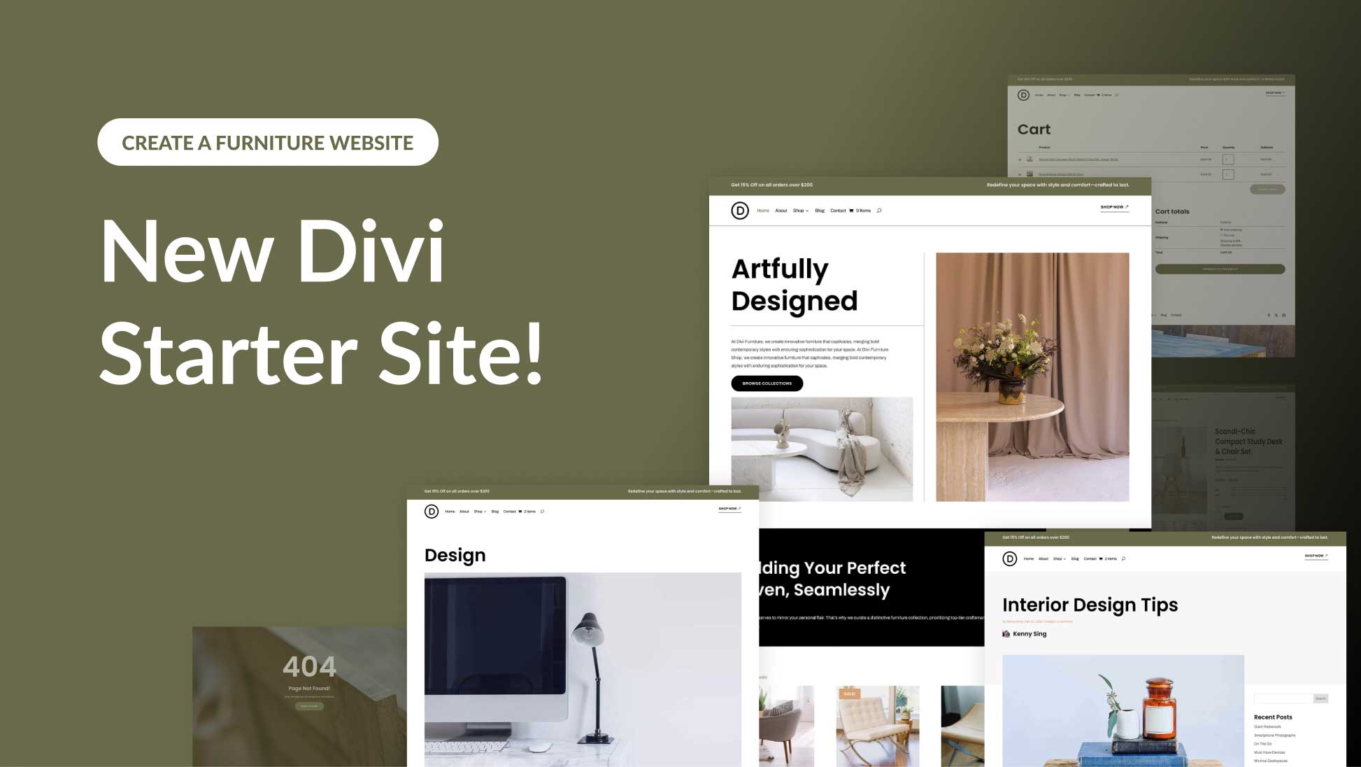 워드프레스 Divi 테마용 퍼니처 스타터 사이트 (Furniture Starter Site) 템플릿 공개