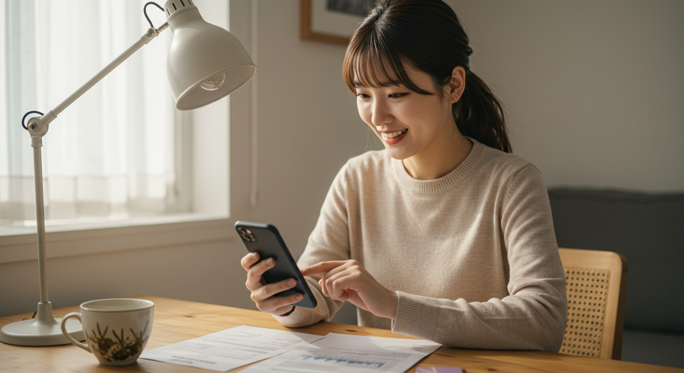 민생회복지원금 2차 신청하는 여성 사진