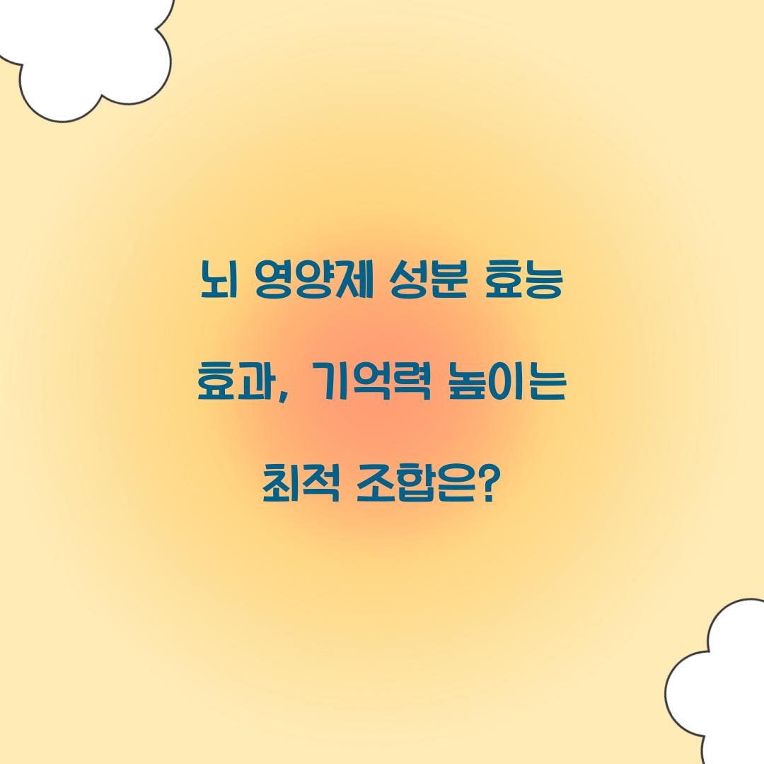 뇌 영양제 성분 효능 효과