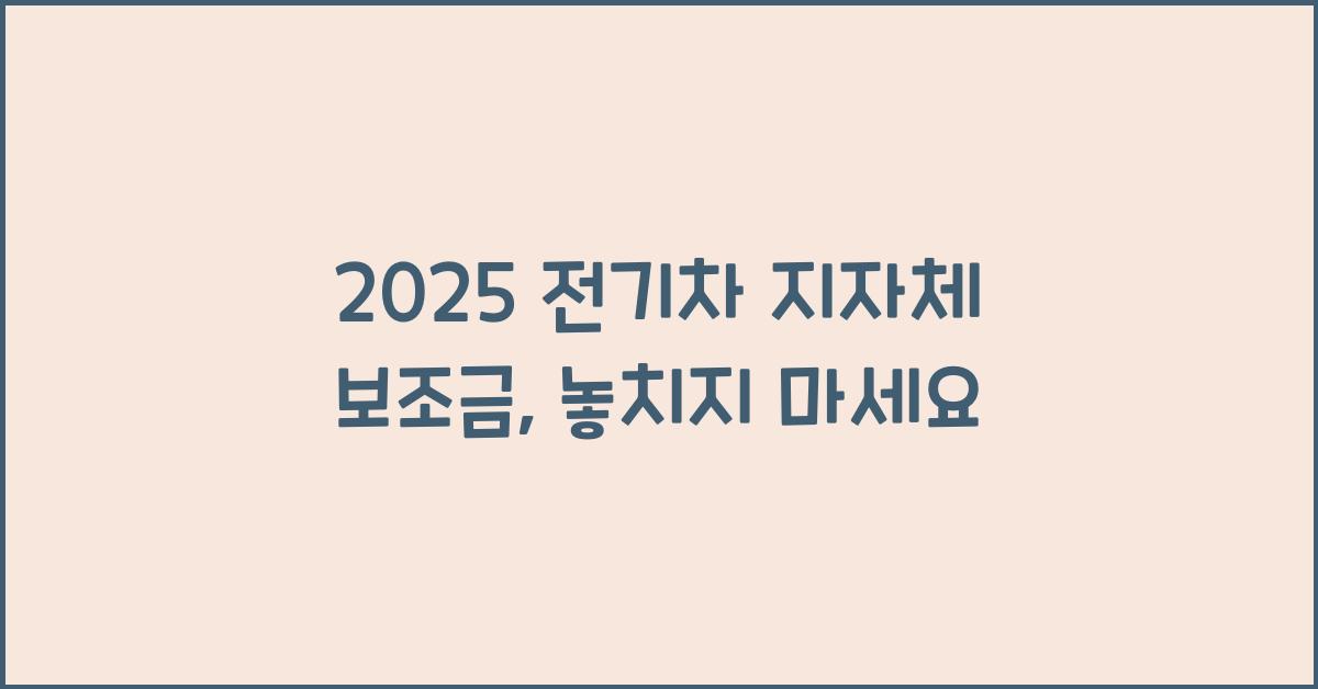 2025 전기차 지자체 보조금