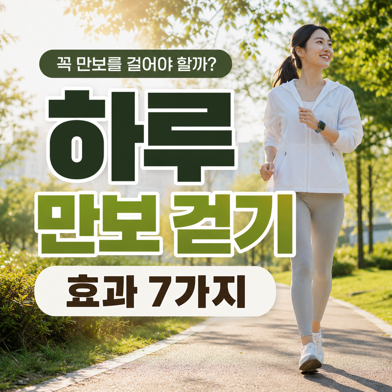 하루 만보 걷기의 효과를 소개하는 건강 블로그 텍스트 강조형 썸네일
