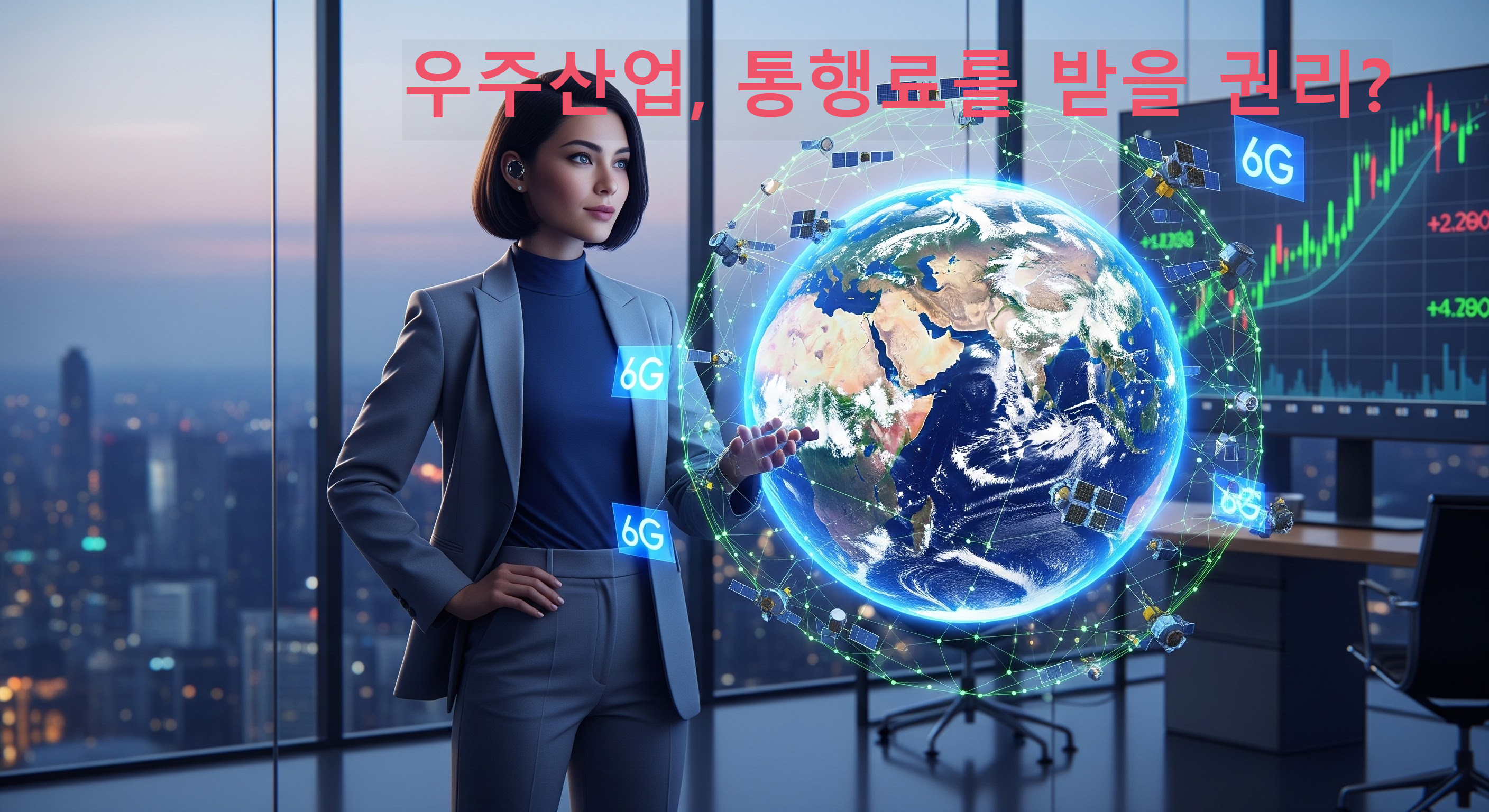 6G 저궤도 위성 통신망이 그리는 미래 모빌리티 인프라와 우주 산업 투자 전략을 상징하는 시각적 썸네일 이미지