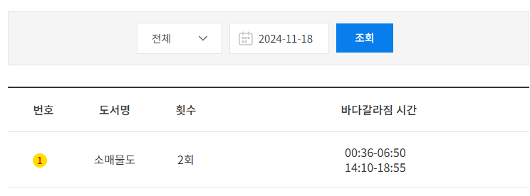 소매물도 물때 확인방법1