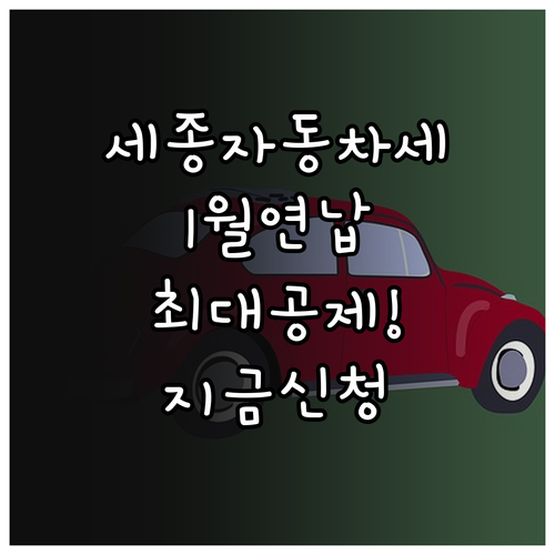 세종시 자동차세 연납 1월 신청 기간..