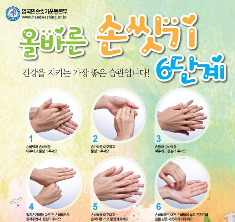 올바른 손 씻기 6단계 방법