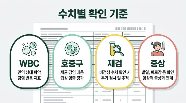 백혈구 수치 낮음 정상범위와 호중구 감소 기준