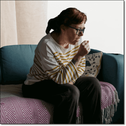 호흡성 산증 원인, 기침 하는 천식 환자