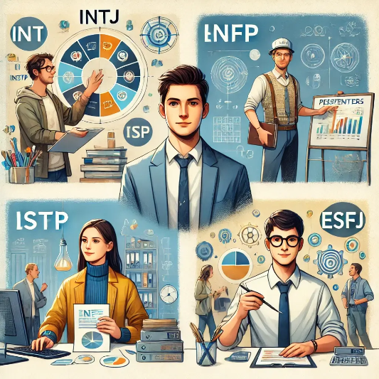 유형별 선호하는 직업,공무원,교사,연구원,마케터,회계사,상담가