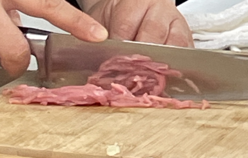 한식조리기능사 실기시험 준비 - 잡채 - 소고기 채썰기