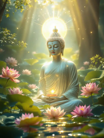 부처님-숲-빛-연꽃