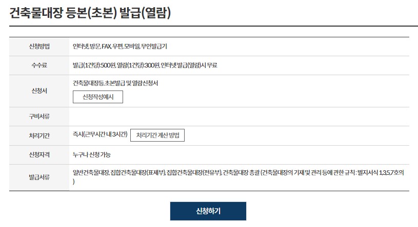건축물대장 무료발급