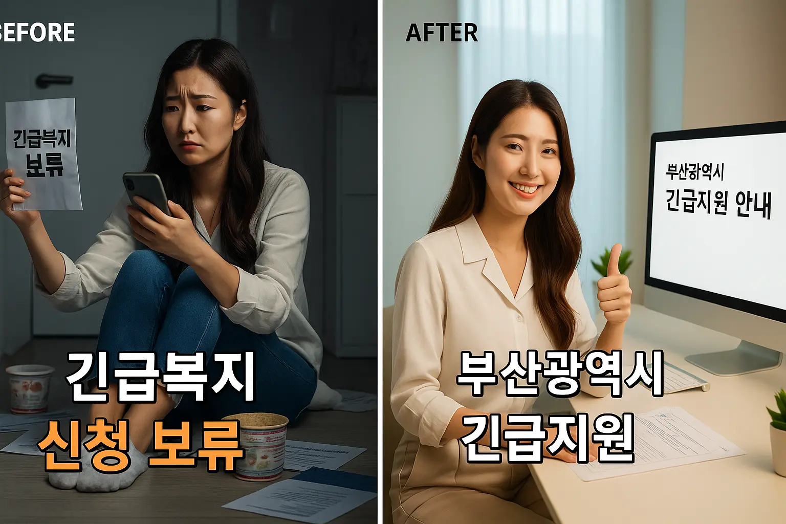 긴급복지 보류 후 상담받는 주민 이미지