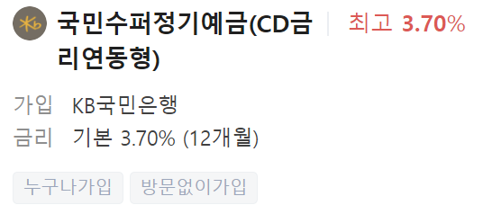 국민은행 정기예금 금리