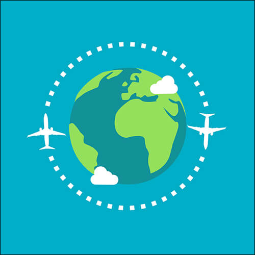 비행기가 지구 위를 돌고 있는 모습