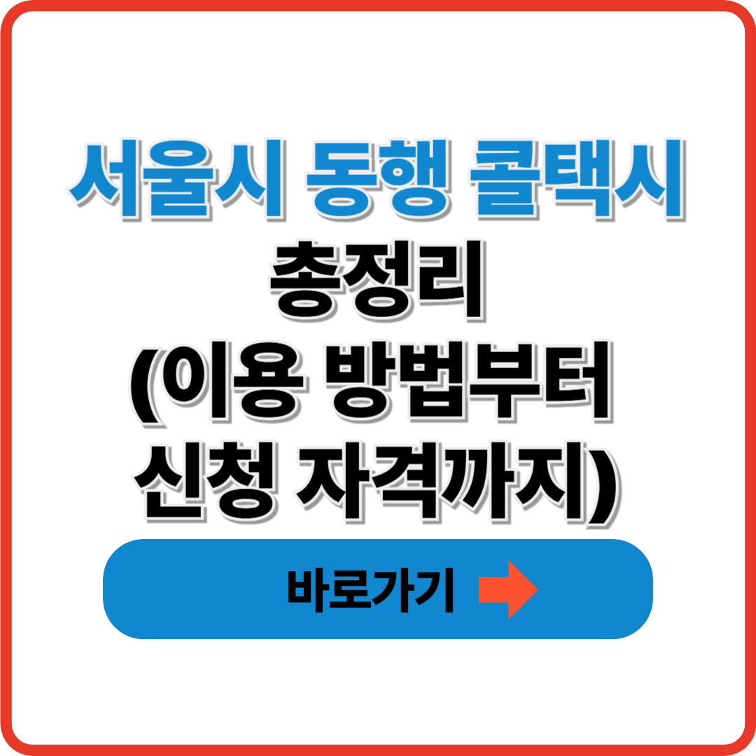서울시 동행 콜택시 총정리|이용 방법부터 신청 자격까지